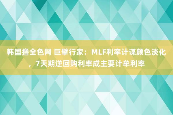 韩国撸全色网 巨擘行家:MLF利率计谋颜色淡化,7天期逆回购利率成主要计牟利率