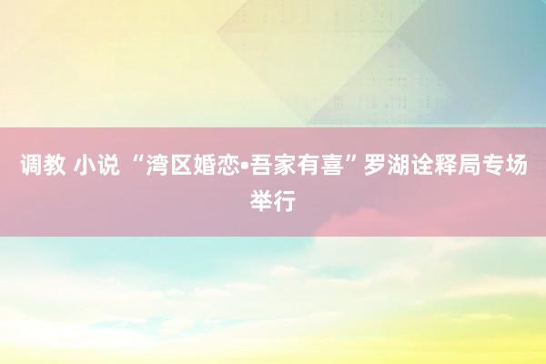 调教 小说 “湾区婚恋•吾家有喜”罗湖诠释局专场举行