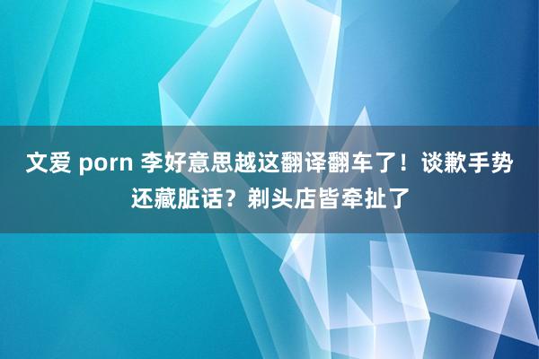 文爱 porn 李好意思越这翻译翻车了！谈歉手势还藏脏话？剃头店皆牵扯了