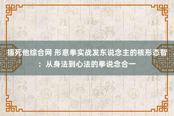 插死他综合网 形意拳实战发东说念主的核形态智：从身法到心法的拳说念合一